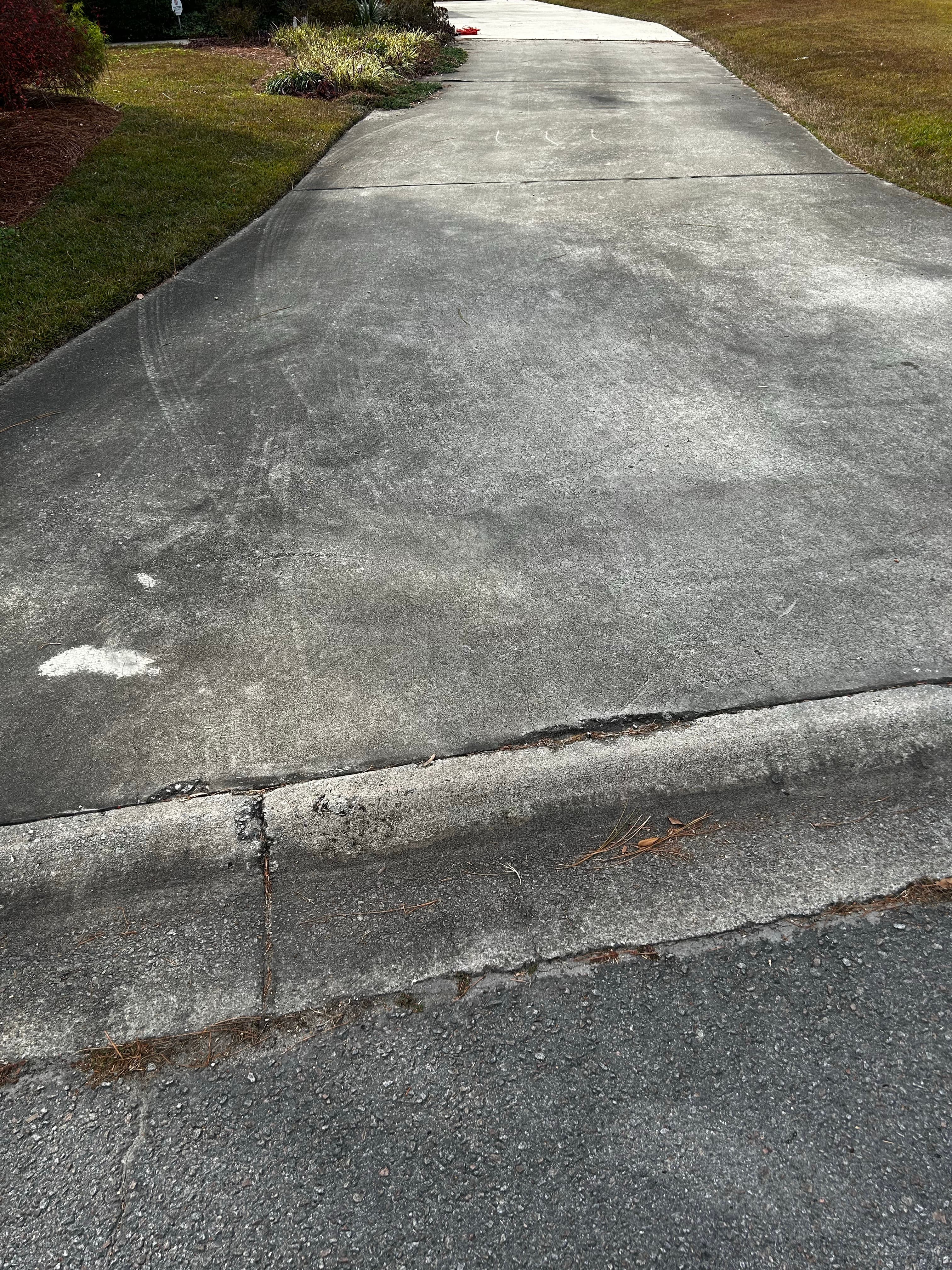 Driveway before pressure washing